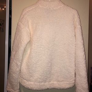 quarter zip fluffy white sweatshirt